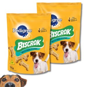 KIT 2 Biscoito Pedigree Biscrok Para Cães Adultos Raças Pequenas Leite